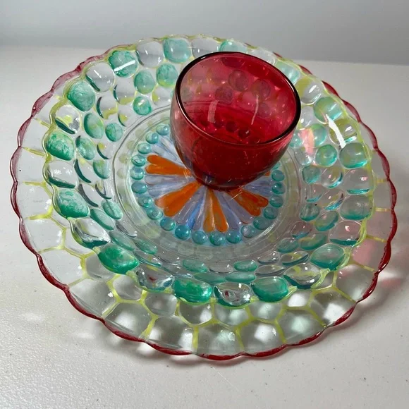 Glass Art Flower. 9.5 inch diameter, multicolored - Picture 1 of 10